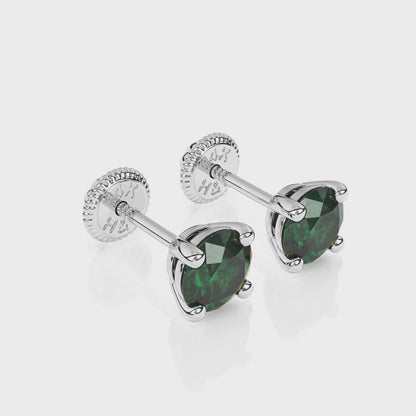 May Birthstone, 4mm Swarovski Crystal Stud Earrings - Solid 14K White Gold, Screw Back, for Babies & Children