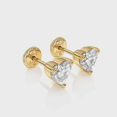 4mm Clear Heart CZ Stud Yellow Gold Video