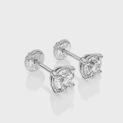April Birthstone, 4mm Swarovski Crystal Stud Earring White Gold Video