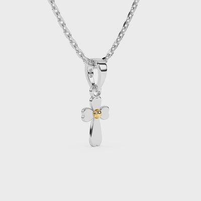 Silver necklace with a cross made of hearts pendant on a white background video.
