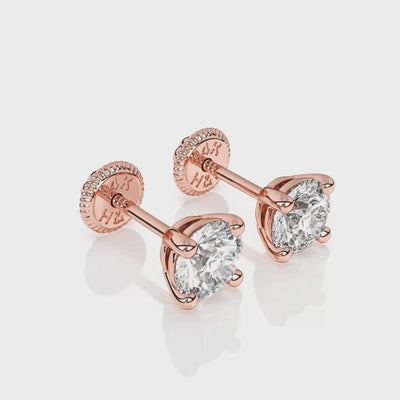 4mm Clear Round CZ Stud Rose Gold Video