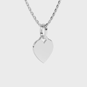 Sterling silver heart-shaped pendant on a chain against a white background video.