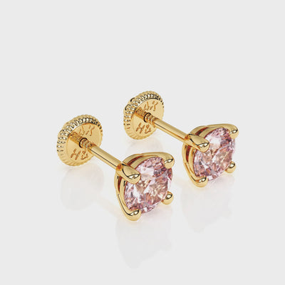 June Birthstone, 4mm Swarovski Crystal Stud Earrings Yellow Gold Video