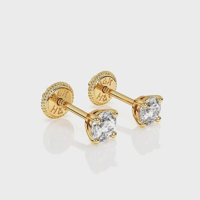 3mm Clear Round CZ Stud Yellow Gold Video