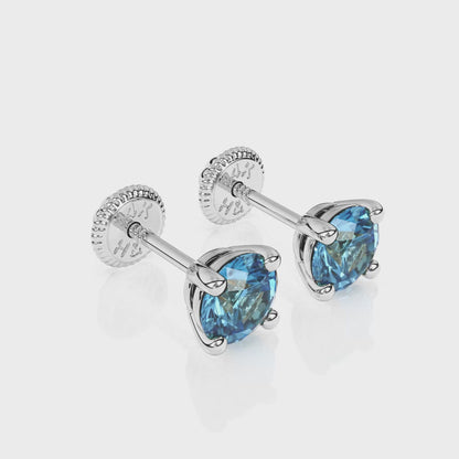 December Birthstone, 4mm Swarovski Crystal Stud Earrings - Solid 14K White Gold, Screw Back, for Babies & Children