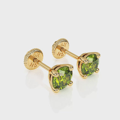 August Birthstone, 4mm Swarovski Crystal Stud Earrings Yellow Gold Video