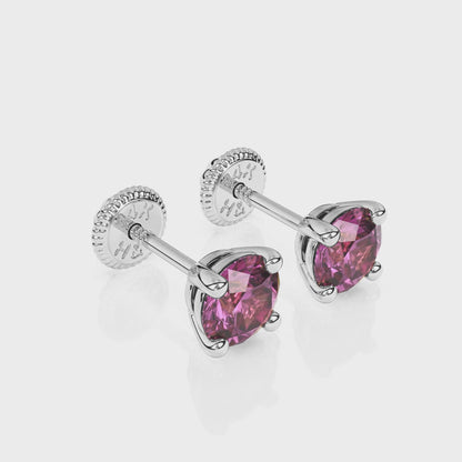February Birthstone, 4mm Swarovski Crystal Stud Earrings - Solid 14K White Gold, Screw Back, for Babies & Children
