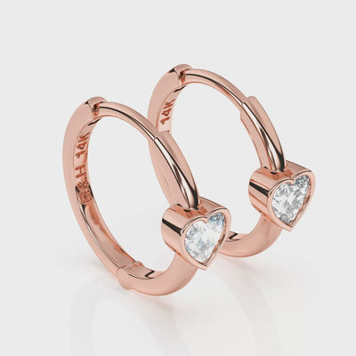 Endless Love, Clear Heart CZ Huggie Hoop Rose Gold Video