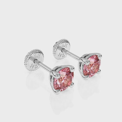 October Birthstone, 4mm Swarovski Crystal Stud Earrings - Solid 14K White Gold, Screw Back, for Babies & Children