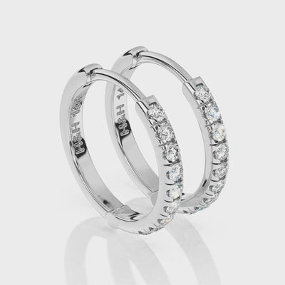 9mm Halo Pavé Clear CZ Huggie Hoop White Gold Video
