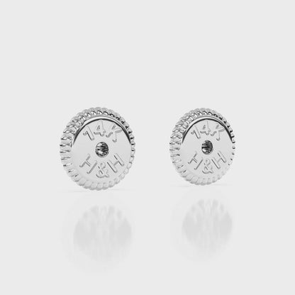 White Gold Screwback - Solid 14K White Gold, Screw Back, for Babies & Children
