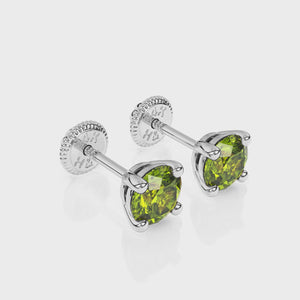 August Birthstone, 4mm Swarovski Crystal Stud Earrings White Gold Video