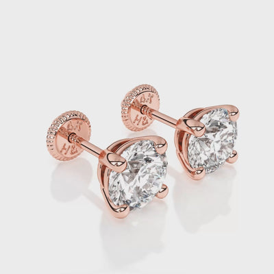 5mm Clear Round CZ Stud Rose Gold Video