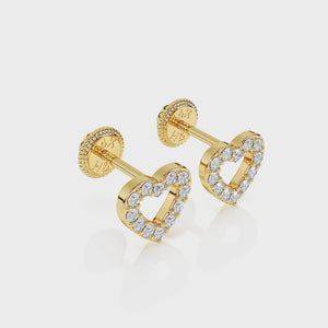 360-degree video of All My Love clear pavé CZ stud earrings in solid 14K yellow gold with screw-back posts.