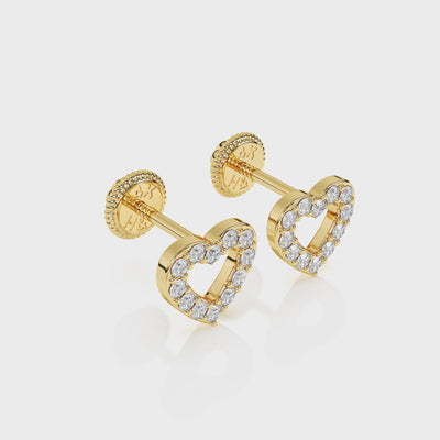 360-degree video of All My Love clear pavé CZ stud earrings in solid 14K yellow gold with screw-back posts.