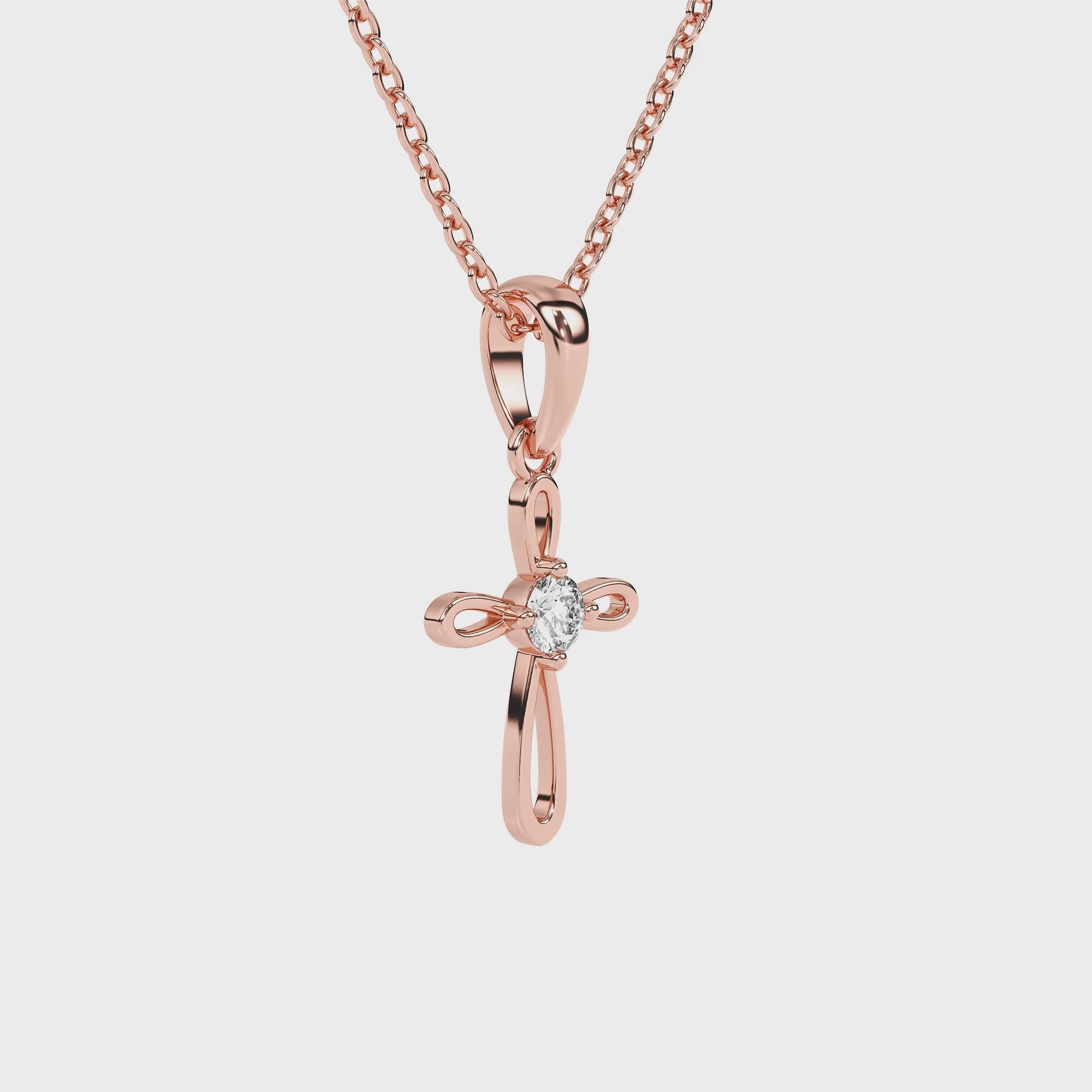 Infinity Cross Children’s Cross Necklace Rose Gold