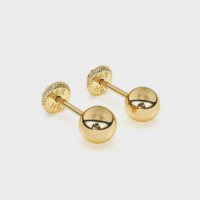 4mm Classic Round Stud Earrings Yellow Gold Video