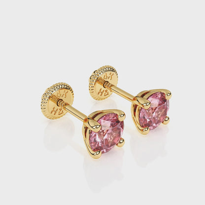 October Birthstone, 4mm Swarovski Crystal Stud Earrings - Solid 14K Gold, Screw Back, for Babies & Children
