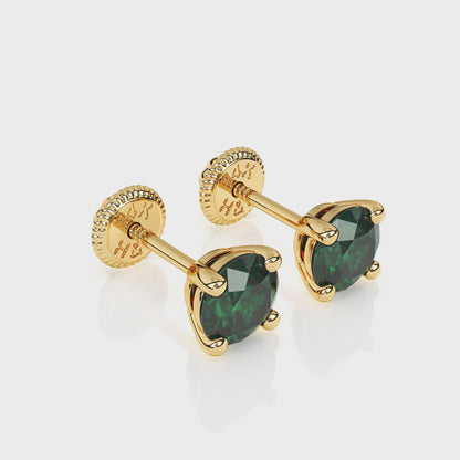 May Birthstone, 4mm Swarovski Crystal Stud Earrings - Solid 14K Gold, Screw Back, for Babies & Children
