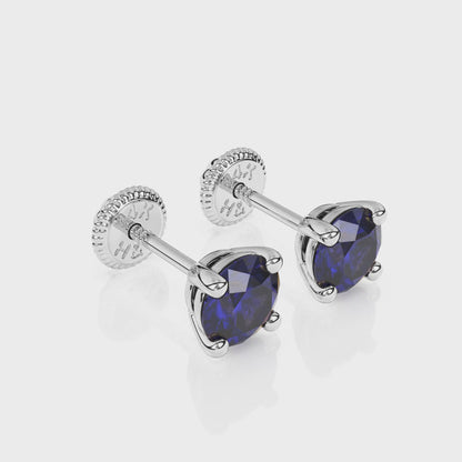 September Birthstone, 4mm Swarovski Crystal Stud Earrings - Solid 14K White Gold, Screw Back, for Babies & Children